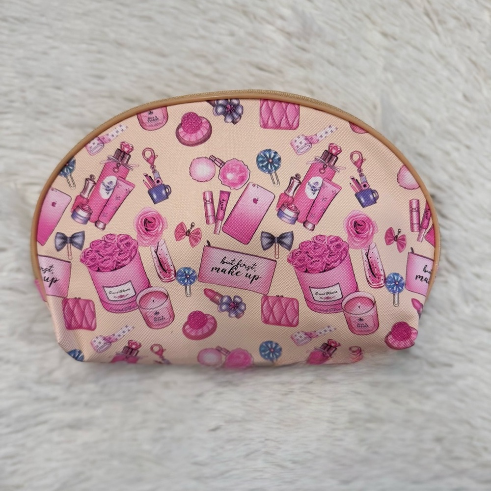 Pink Floral Cosmetic Bag - Chic Makeup Pouch